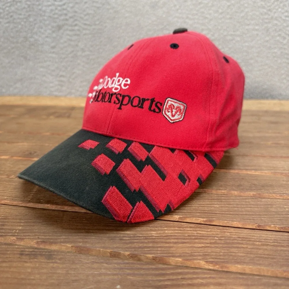 Dodge Motorsports Hat Adult Red Black‎ Strap Back Cap Garage Auto Mechanic Faded